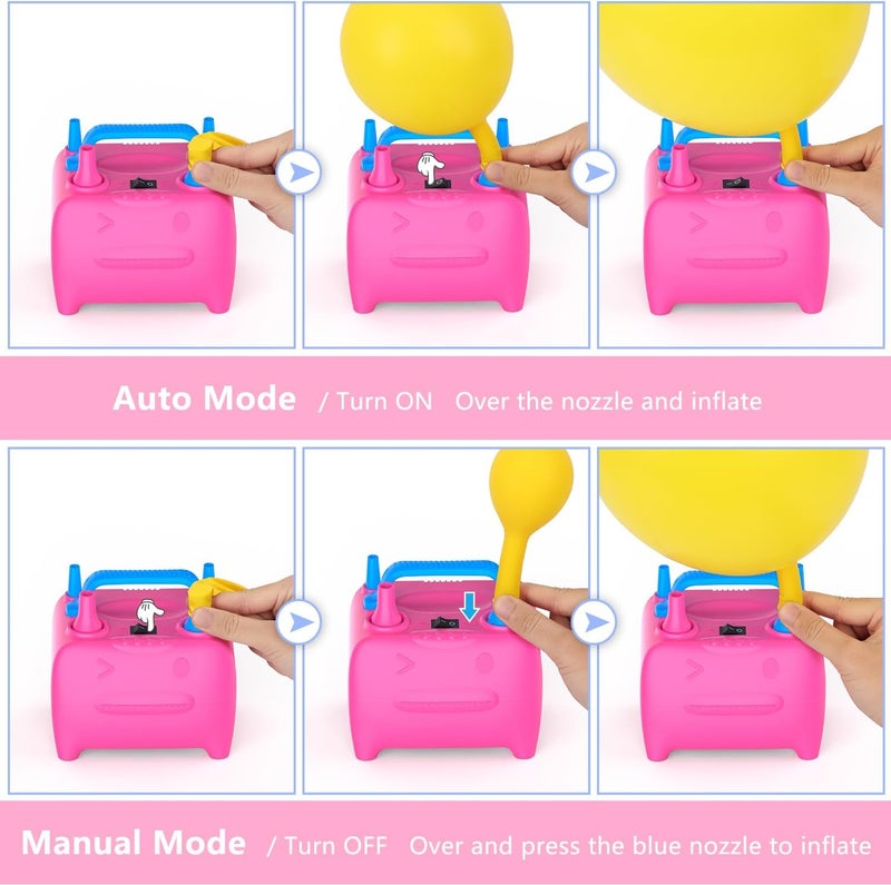 OWill Balloon Pump Electric, Balloon Inflator Electric Air Pump, Portable Dual Nozzle Balloons Air Pump Electric 600W Blow Machine for Party Decoration - Image 3